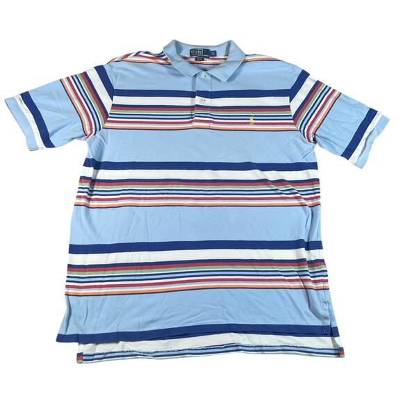 Vtg Polo Ralph Lauren Shirt Mens Size XLT Tall Multicolor Striped Yellow Pony - Picture 1 of 5